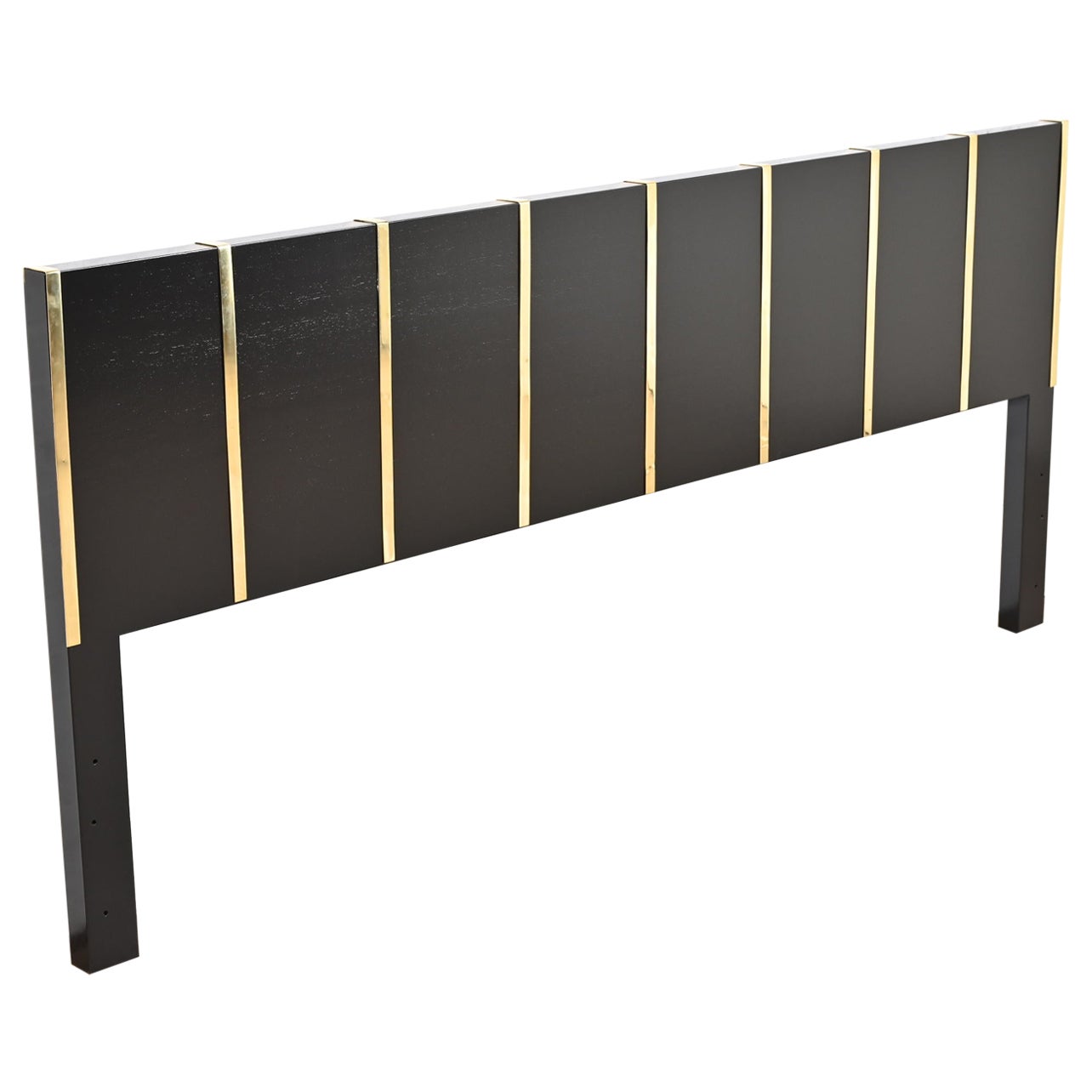 Tête de lit King Size en laque noire et laiton Harvey Probber, de style moderne du milieu du siècle dernier en vente