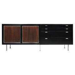 Harvey Probber Mid-Century Modern Black Lacquer and Rosewood Credenza Sideboard