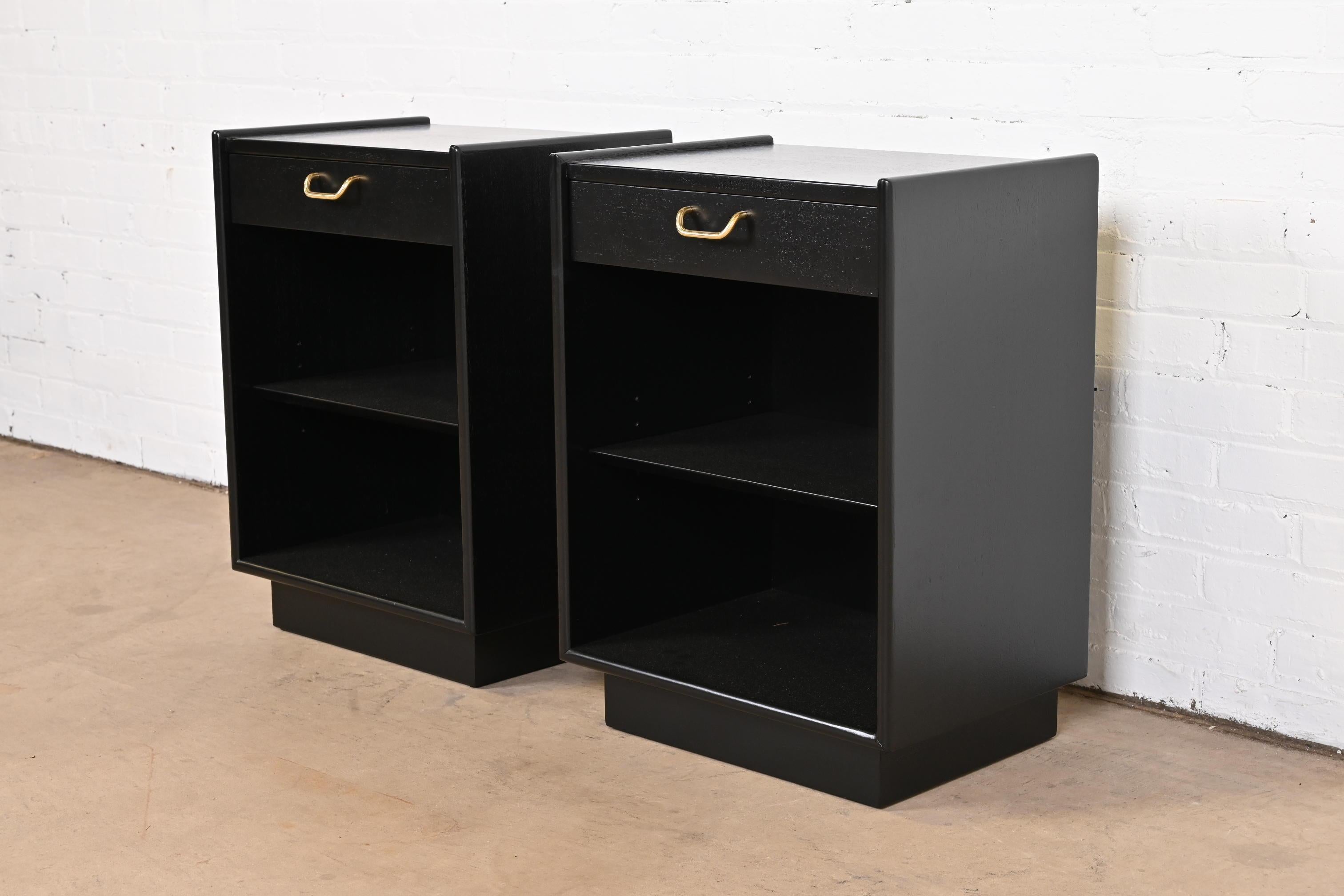 Mid-20th Century Harvey Probber Mid-Century Modern Black Lacquered Nightstands, Newly Refinished