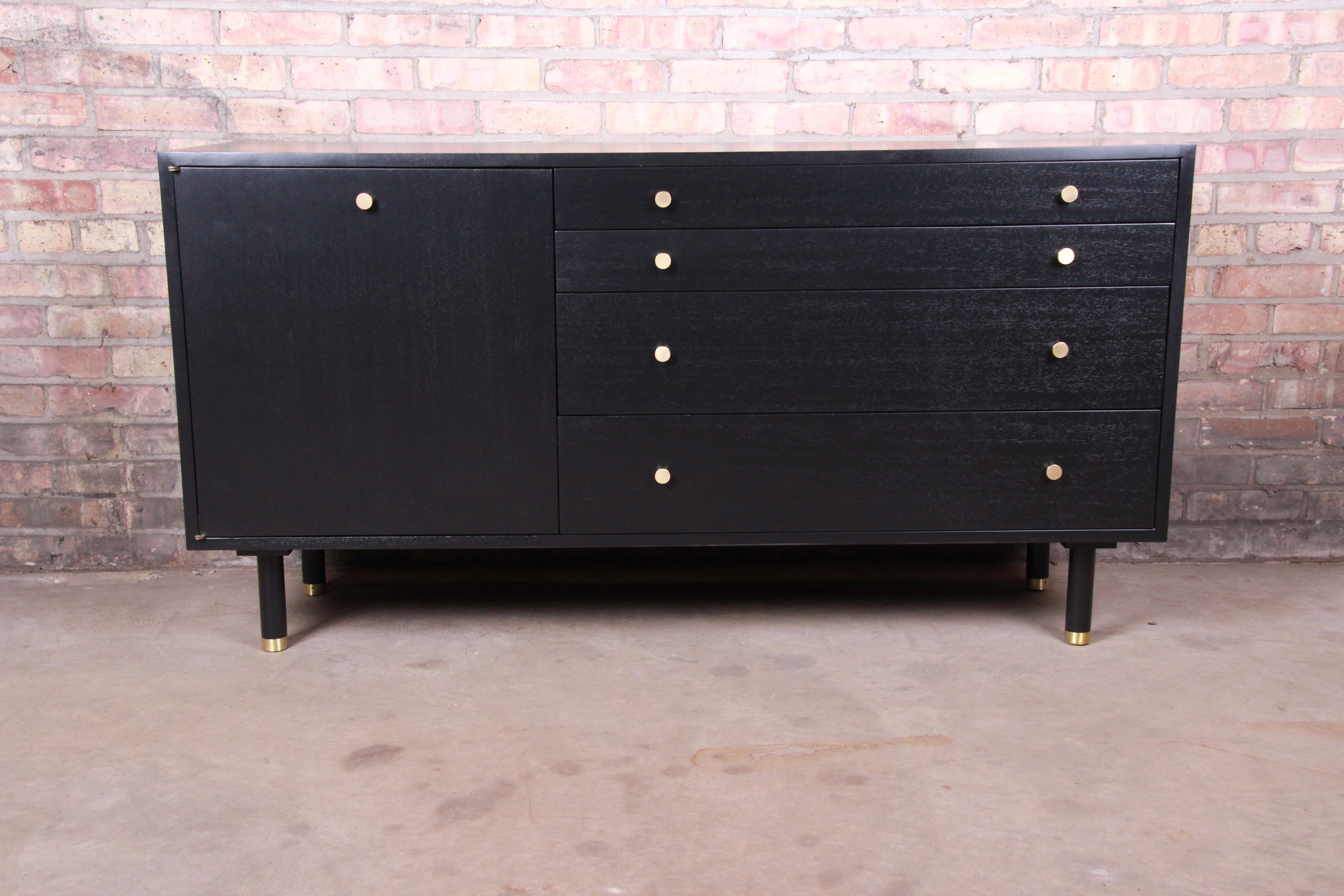 Harvey Probber Mid-Century Modern Ebonized Sideboard Credenza, Newly Refinished In Good Condition In South Bend, IN