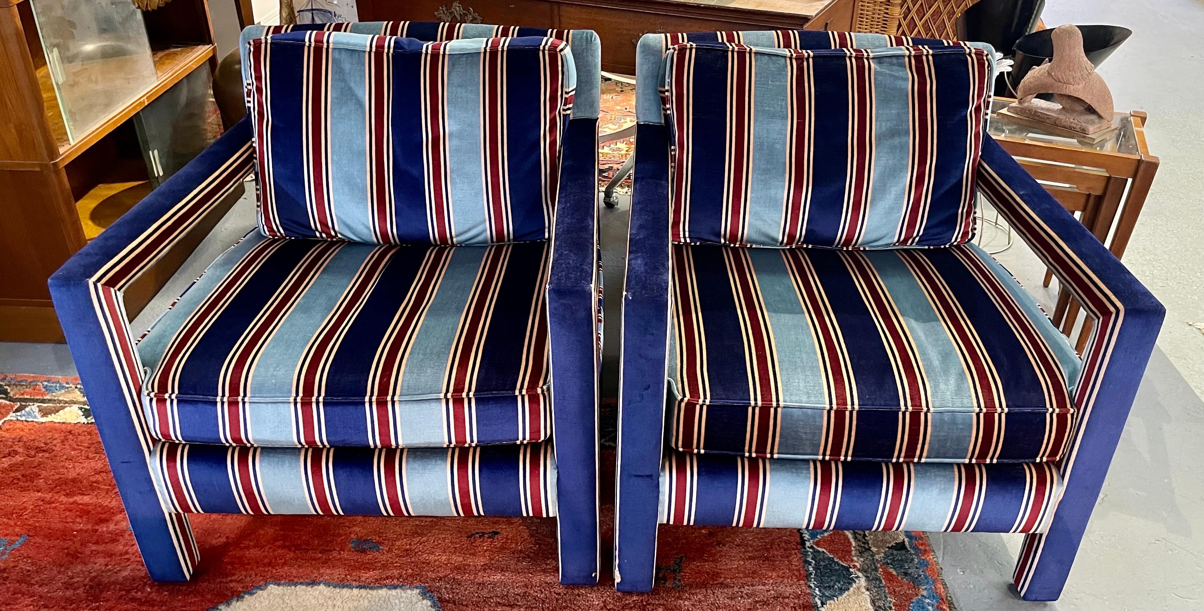 Harvey Probber Mid-Century Modern Iconic Fully Upholstered Arm Chairs a Pair In Good Condition In West Hartford, CT