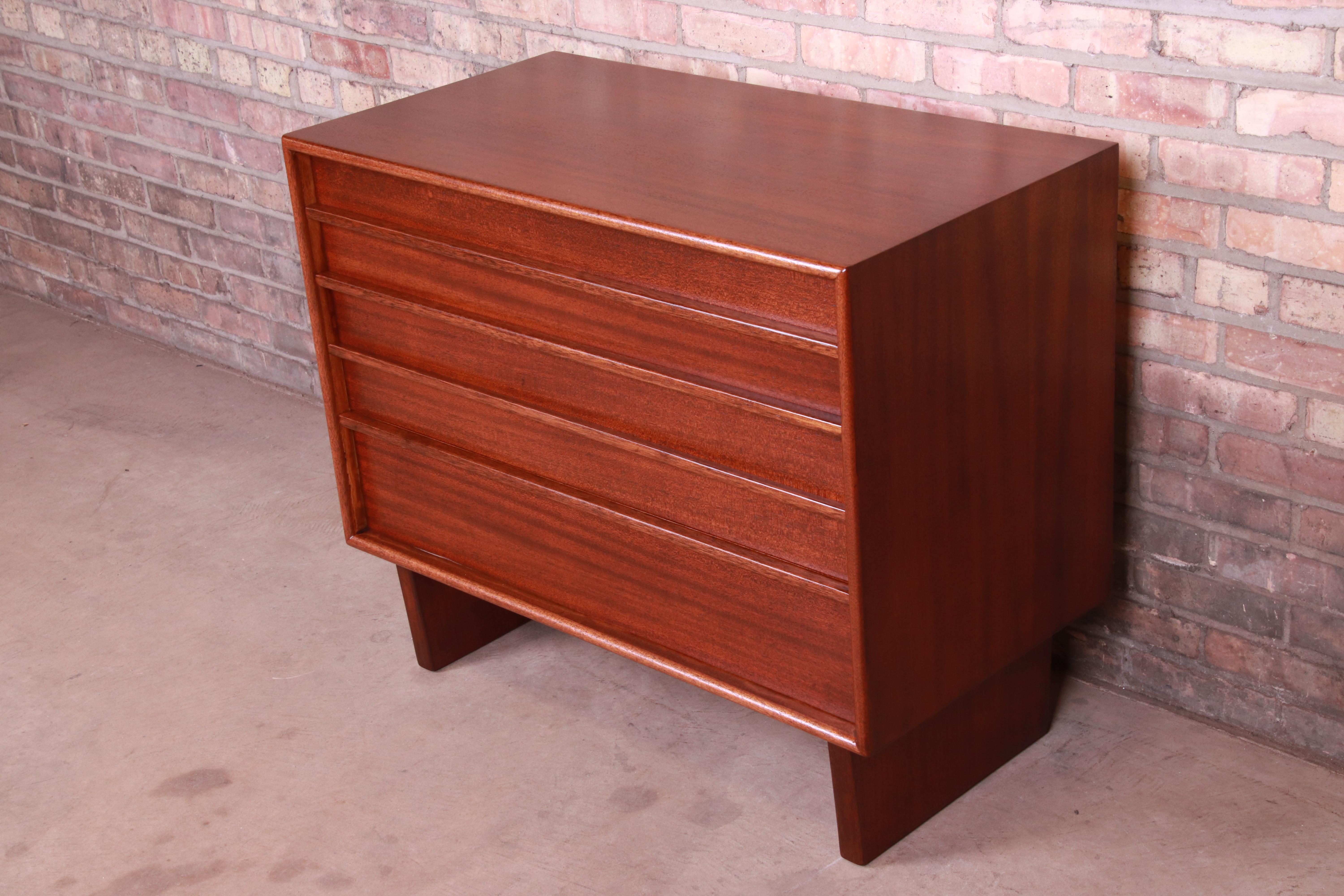 American Harvey Probber Mid-Century Modern Mahogany Chest of Drawers, Newly Restored