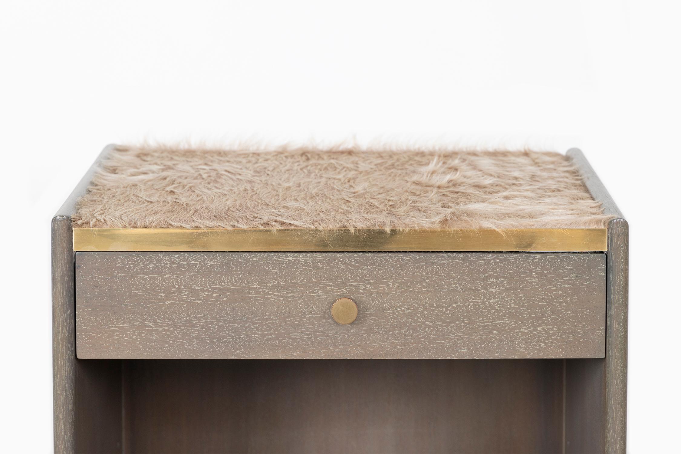 Brass Harvey Probber Mid-Century Modern Nightstands-Side Tables with Brazilian Cowhide For Sale