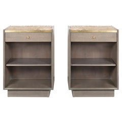 Harvey Probber Mid-Century Modern Nightstands-Side Tables with Brazilian Cowhide