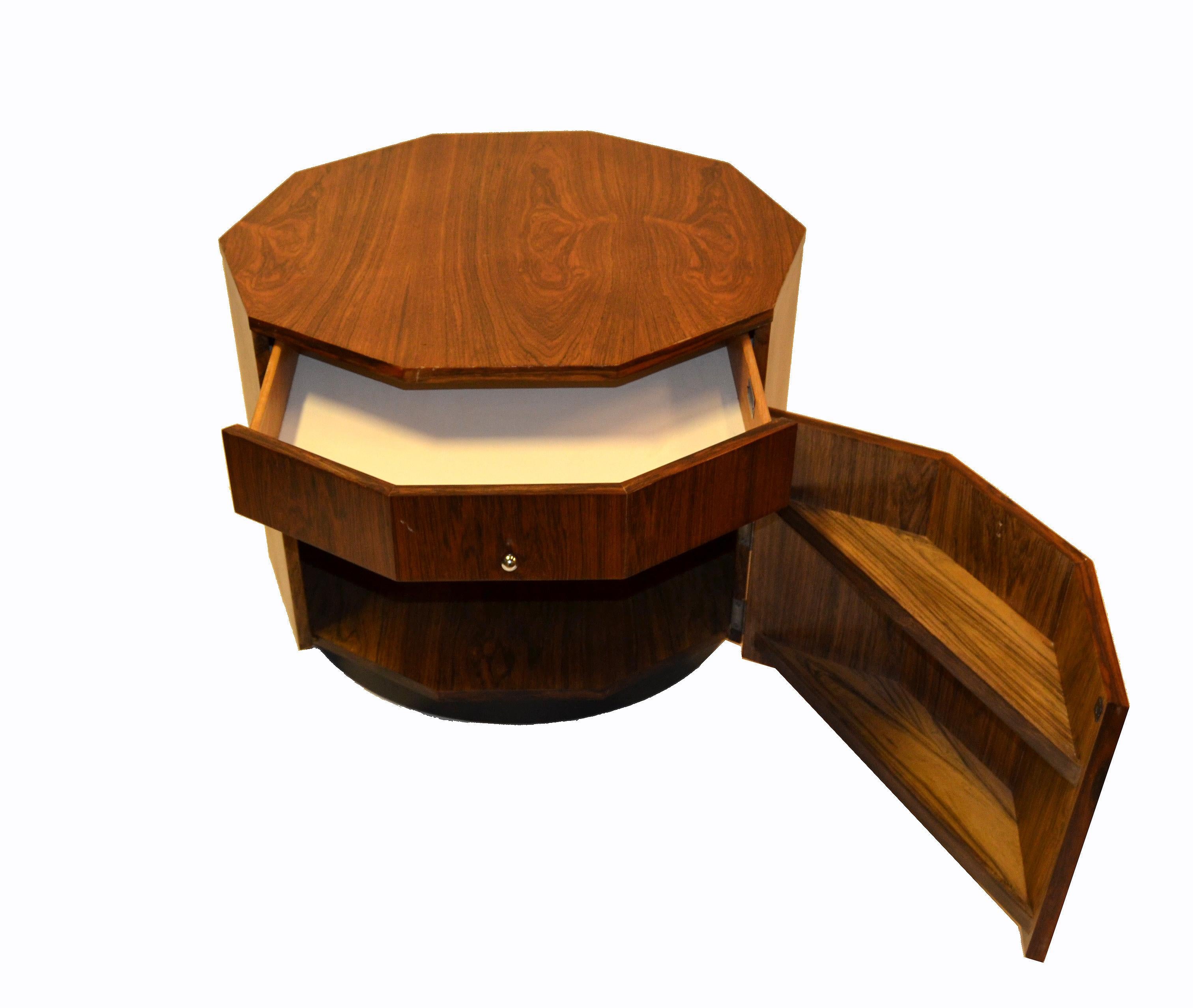 Veneer Harvey Probber Mid-Century Modern Octagonal Occasional Rosewood Table / Cabinet