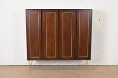 Harvey Probber Mid-Century Modern Rosewood and Brass Bookcase Cabinet, 1960s