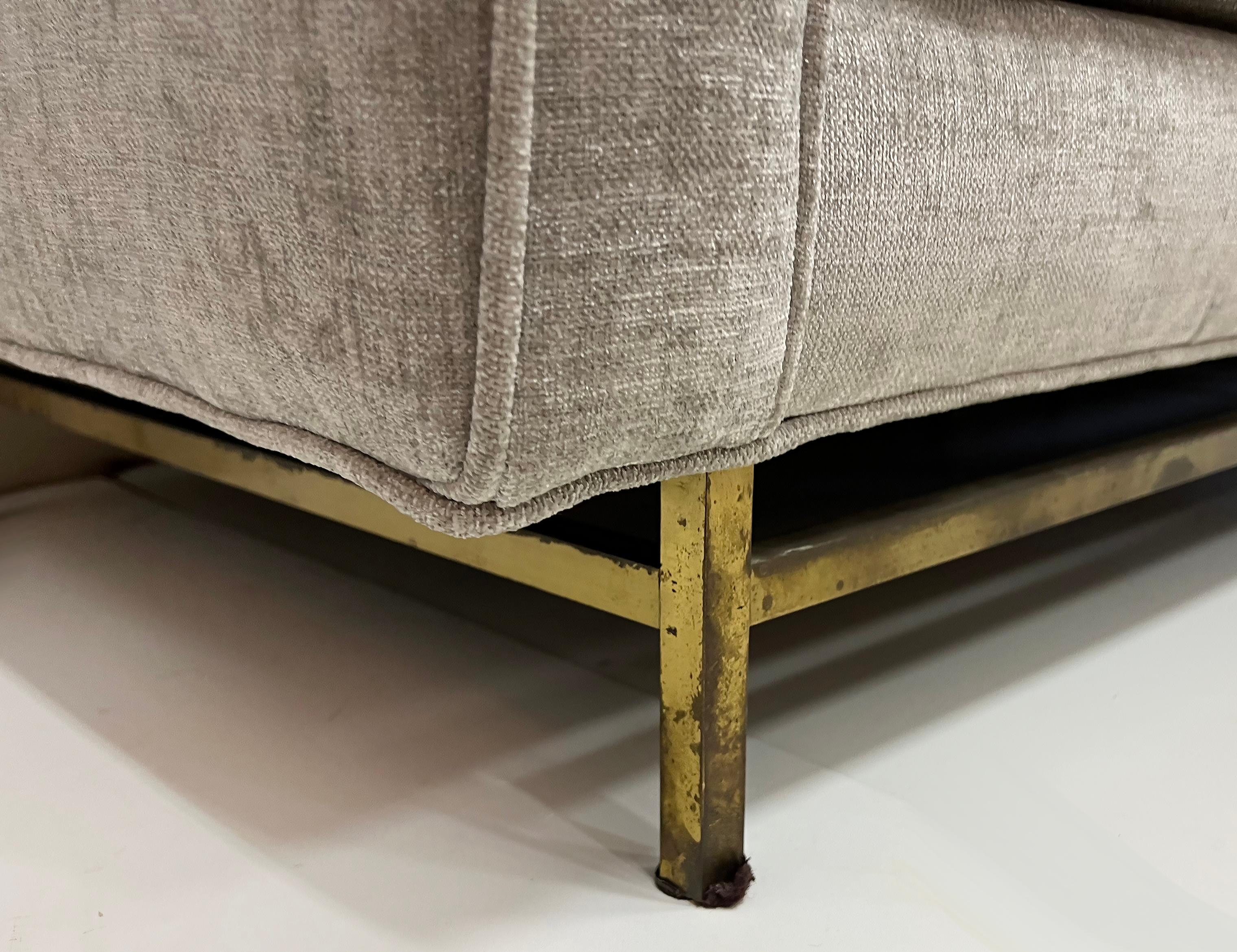  Harvey Probber Mid-century Modern Sofa Newly Upholstered, Brass Stretcher For Sale 3