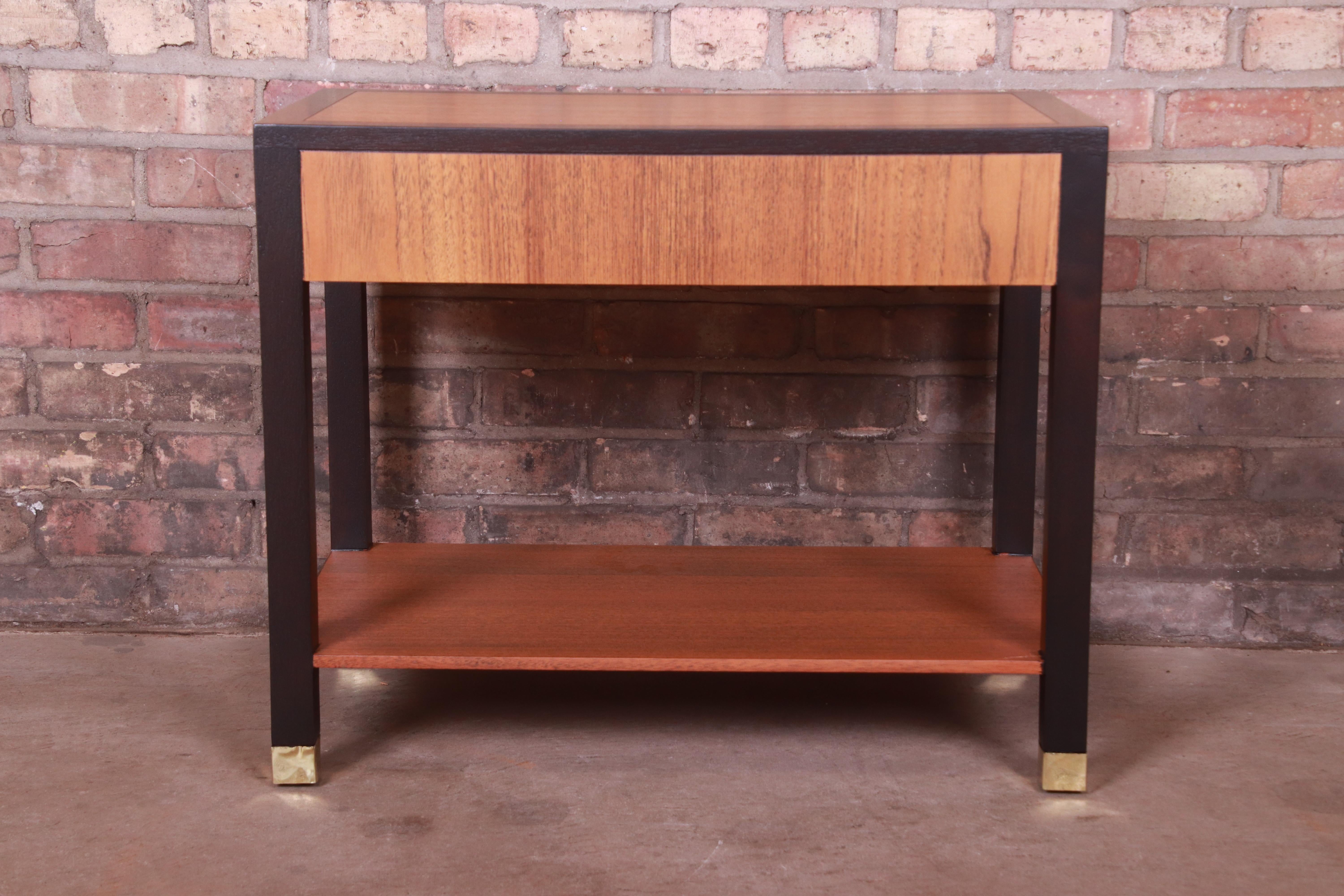 Harvey Probber Mid-Century Modern Teak and Mahogany Nightstand, Newly Refinished For Sale 8