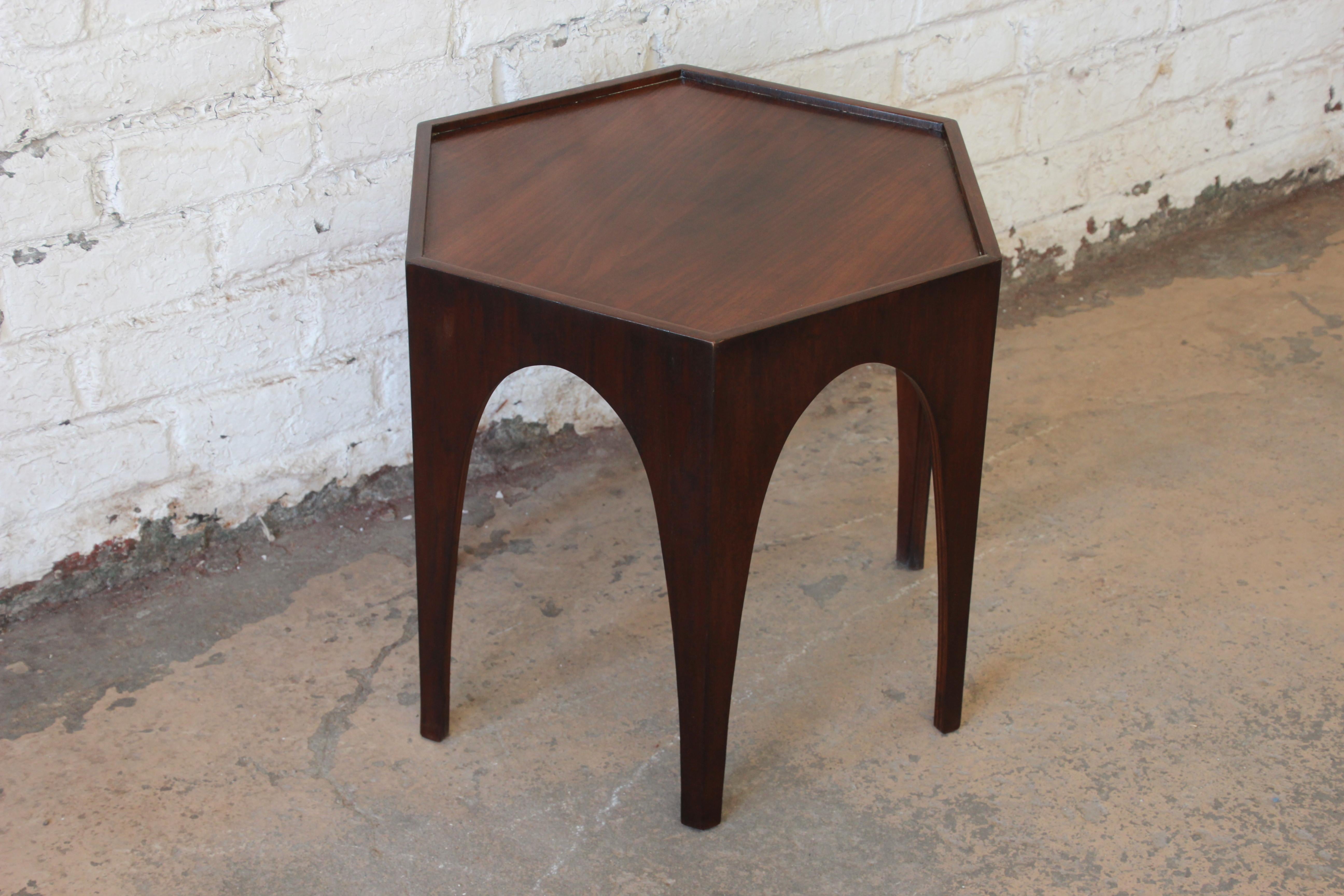 Mid-20th Century Harvey Probber Mid-Century Modern Walnut Hexagonal Side Table