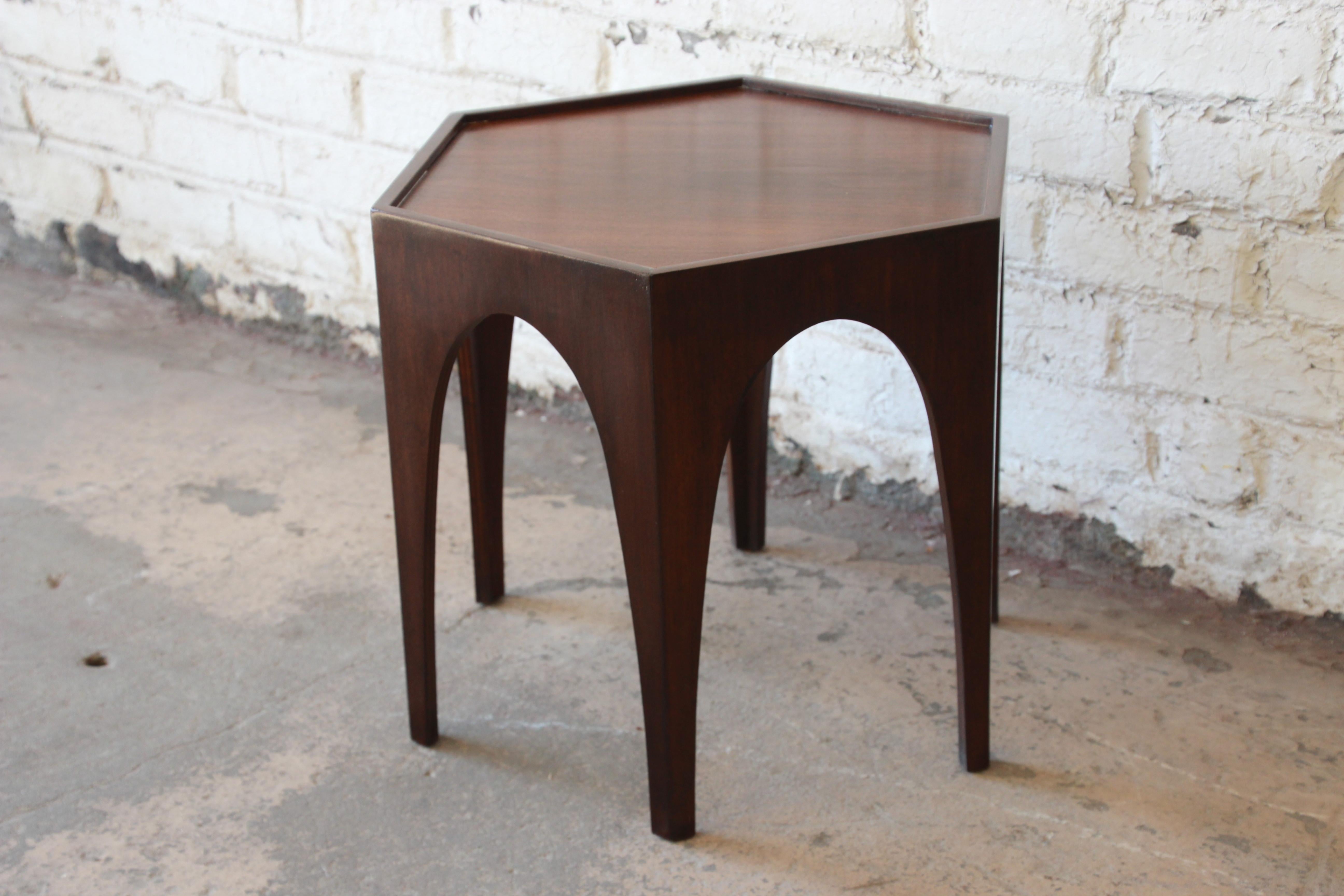 Harvey Probber Mid-Century Modern Walnut Hexagonal Side Table 2