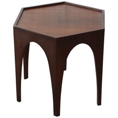 Harvey Probber Mid-Century Modern Walnut Hexagonal Side Table
