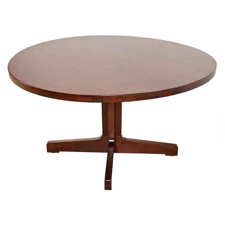 Harvey Probber Mid-Century Modern Walnut Pedestal Dining Table, Newly Refinished