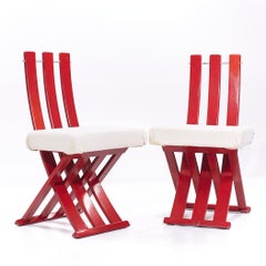 Harvey Probber Mid Century Red X Chairs - Pair