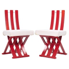 Harvey Probber Mid Century Red X Chairs - Pair