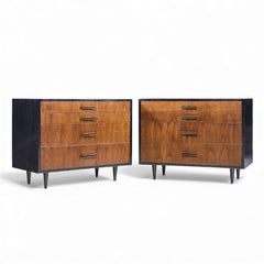 Harvey Probber Mid Century Rosewood 4 Drawer Dresser Chest of Drawers - Pair