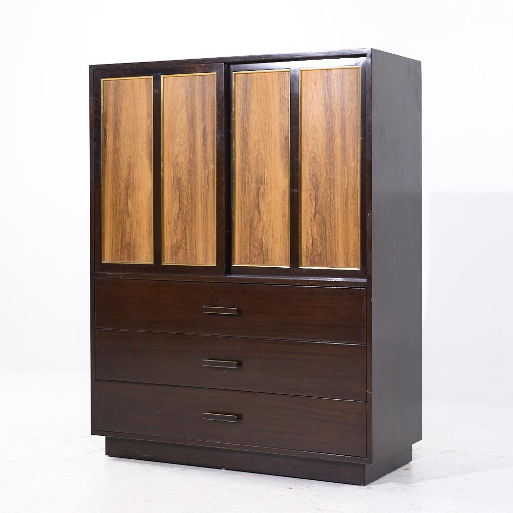Mid-Century Modern Harvey Probber Mid Century Rosewood and Mahogany Armoire Highboy Dresser For Sale