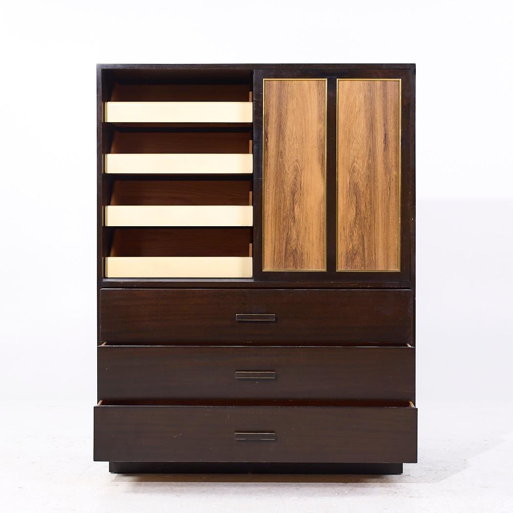 Late 20th Century Harvey Probber Mid Century Rosewood and Mahogany Armoire Highboy Dresser For Sale