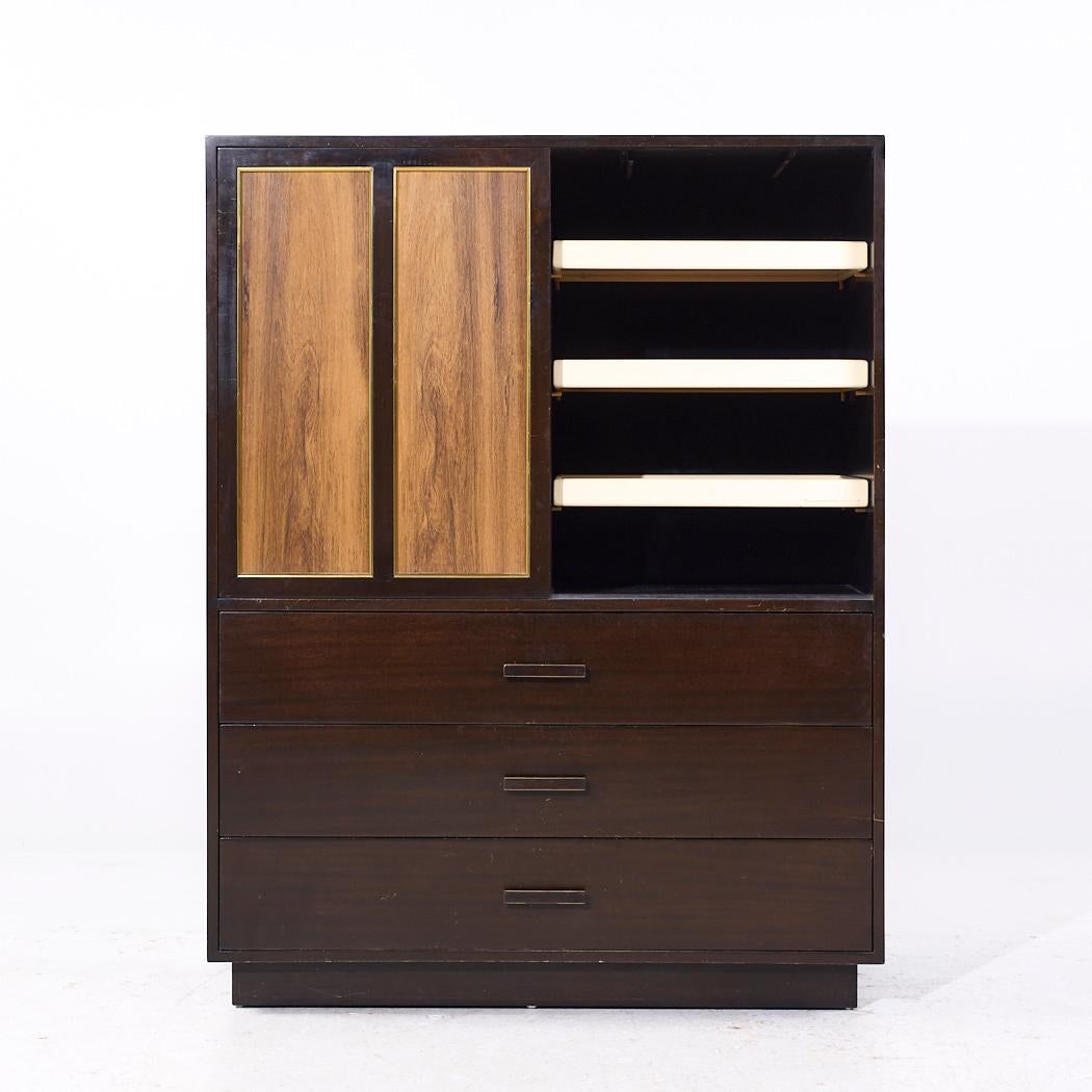 Harvey Probber Mid Century Rosewood and Mahogany Armoire Highboy Dresser For Sale 3