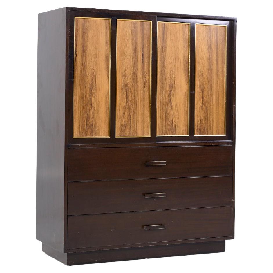 Harvey Probber Armoire haute en palissandre et acajou du milieu du siècle
