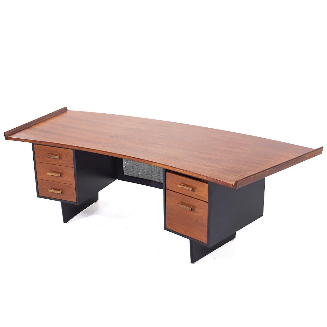 Harvey Probber Mid Century Palisander gebogen Executive Schreibtisch (Ende des 20. Jahrhunderts) im Angebot
