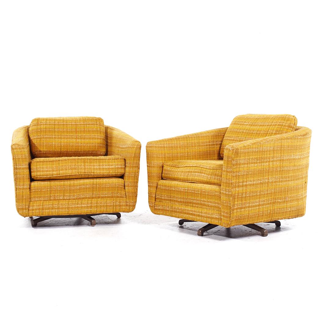 Mid-Century moderno Sedie girevoli da salotto in stile metà secolo di Harvey Probber - Coppia in vendita