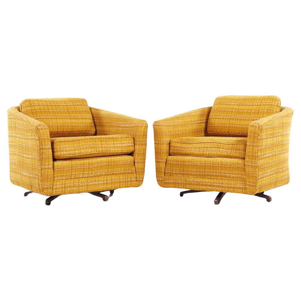 Harvey Probber Mid Century Swivel Lounge Chairs - Pair