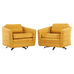 Harvey Probber Style Mid Century Swivel Lounge Chairs - Pair