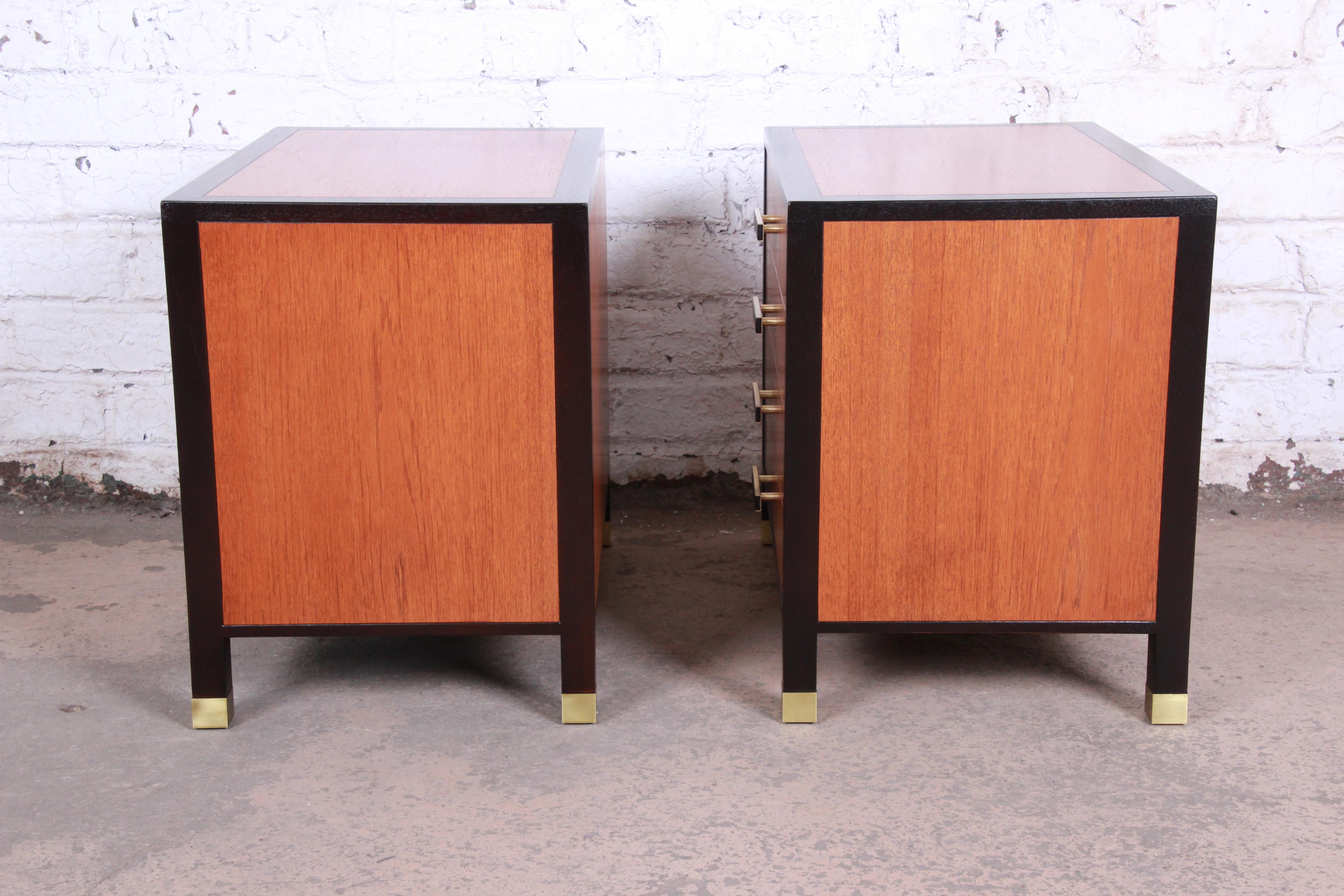 Harvey Probber Midcentury Teak and Mahogany Nightstands, Newly Refinished 3