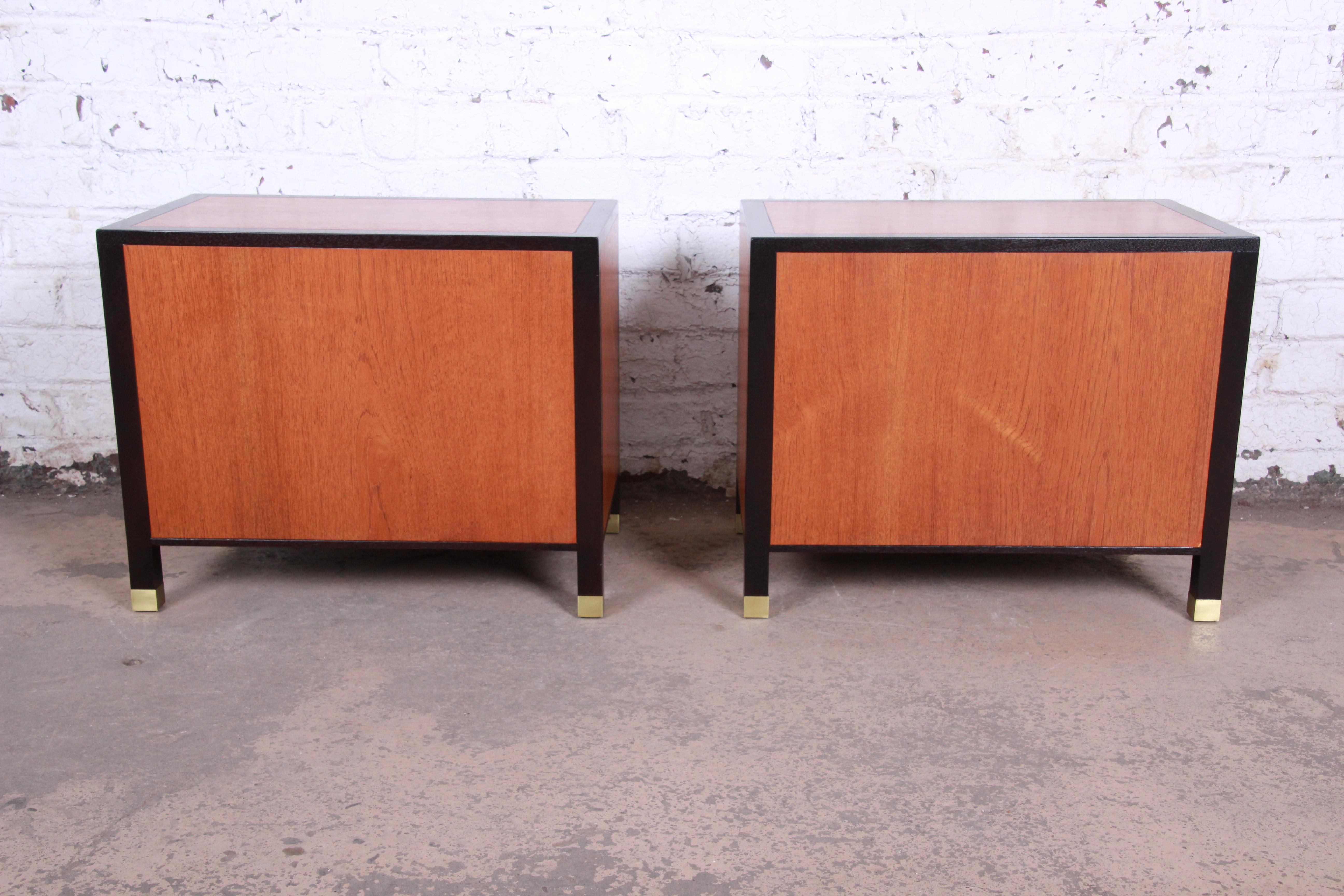 Harvey Probber Midcentury Teak and Mahogany Nightstands, Newly Refinished 4