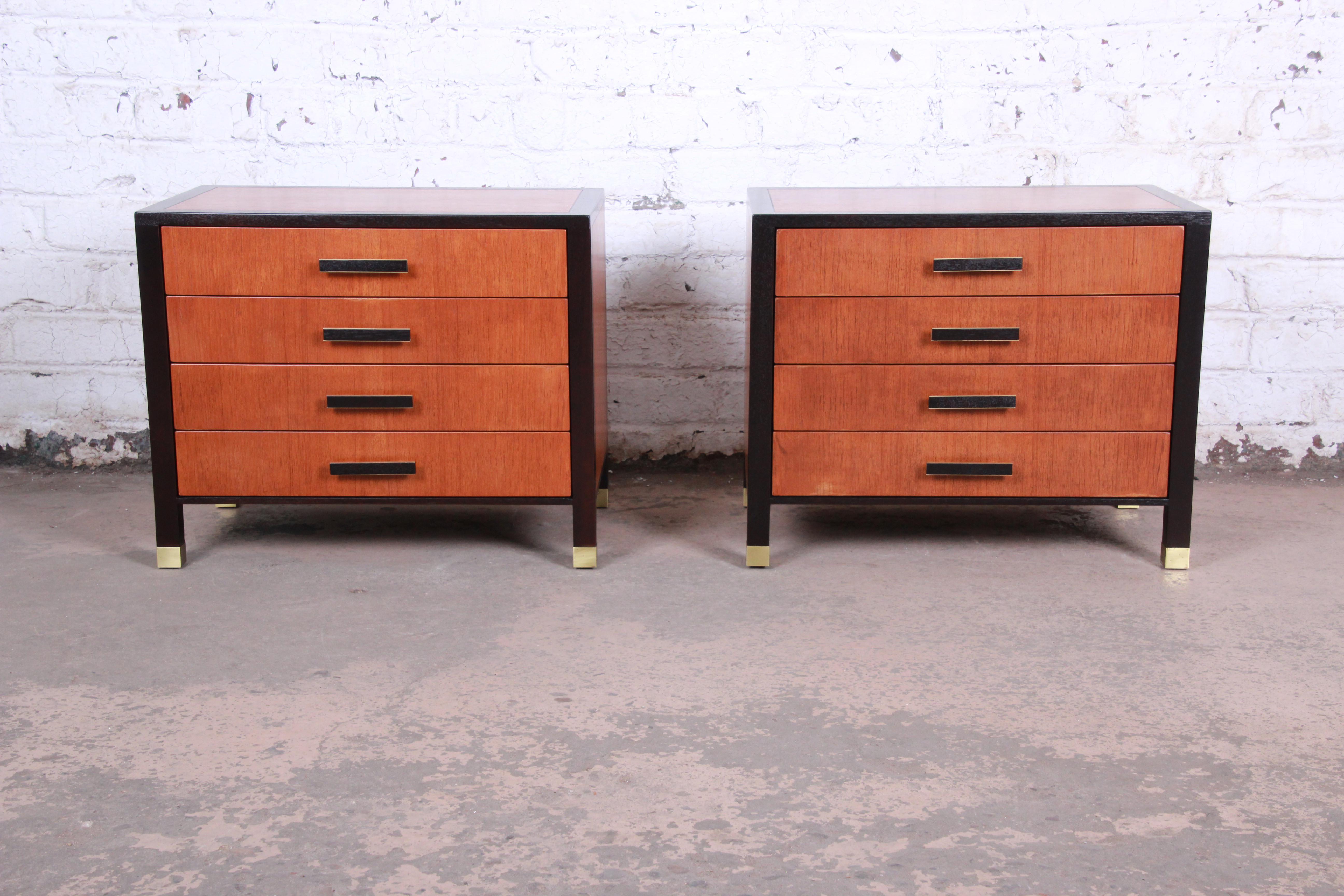 Mid-Century Modern Harvey Probber Midcentury Teak and Mahogany Nightstands, Newly Refinished