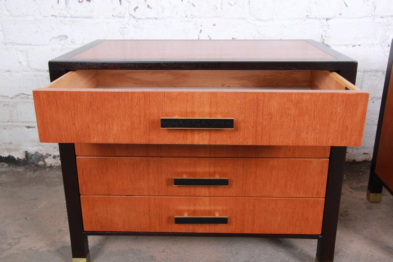 Harvey Probber Midcentury Teak And Mahogany Nightstands Newly