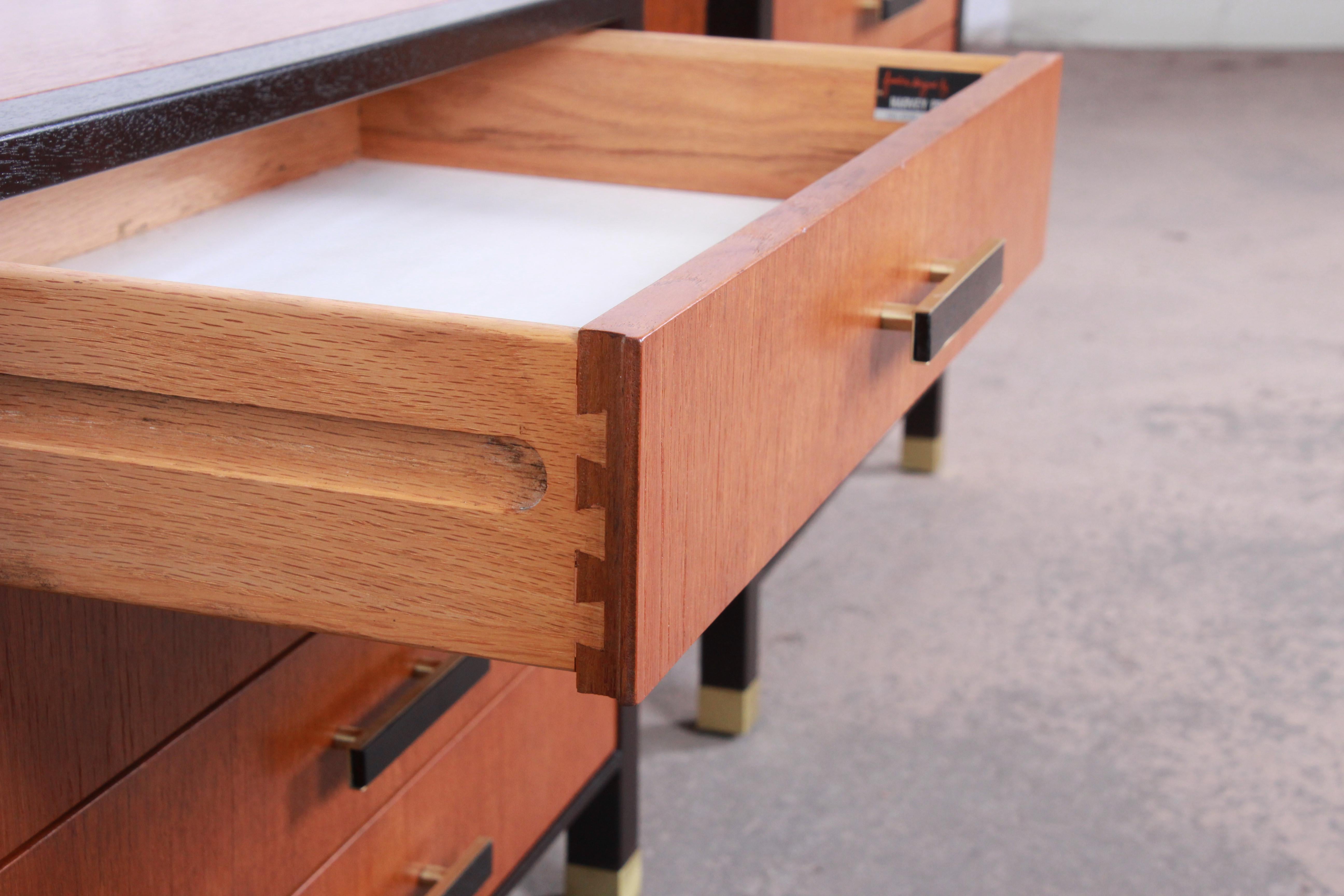 Mid-20th Century Harvey Probber Midcentury Teak and Mahogany Nightstands, Newly Refinished