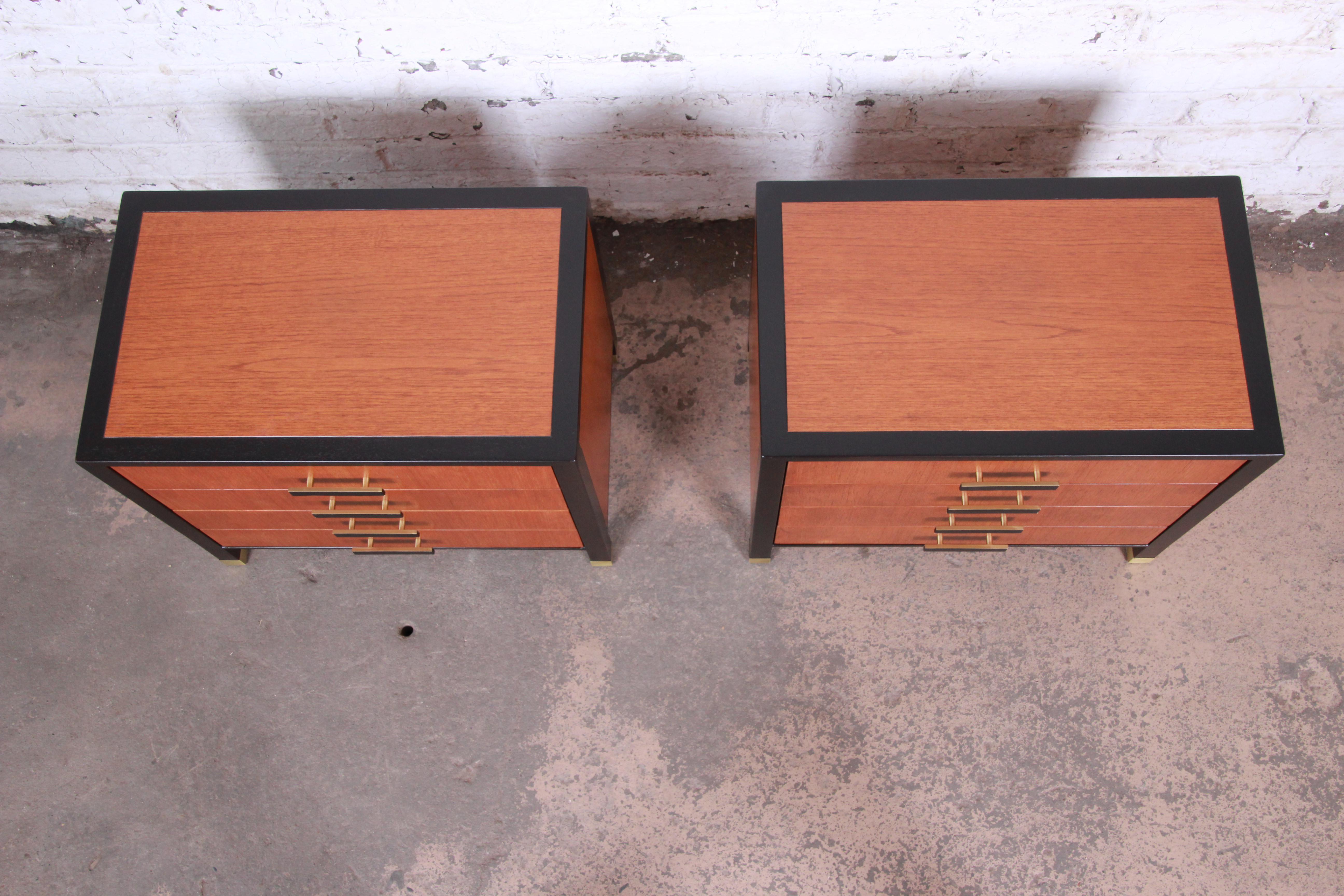 Harvey Probber Midcentury Teak and Mahogany Nightstands, Newly Refinished 2