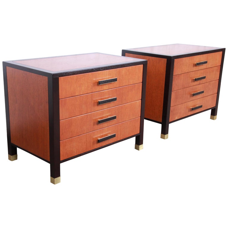 Harvey Probber Midcentury Teak And Mahogany Nightstands Newly