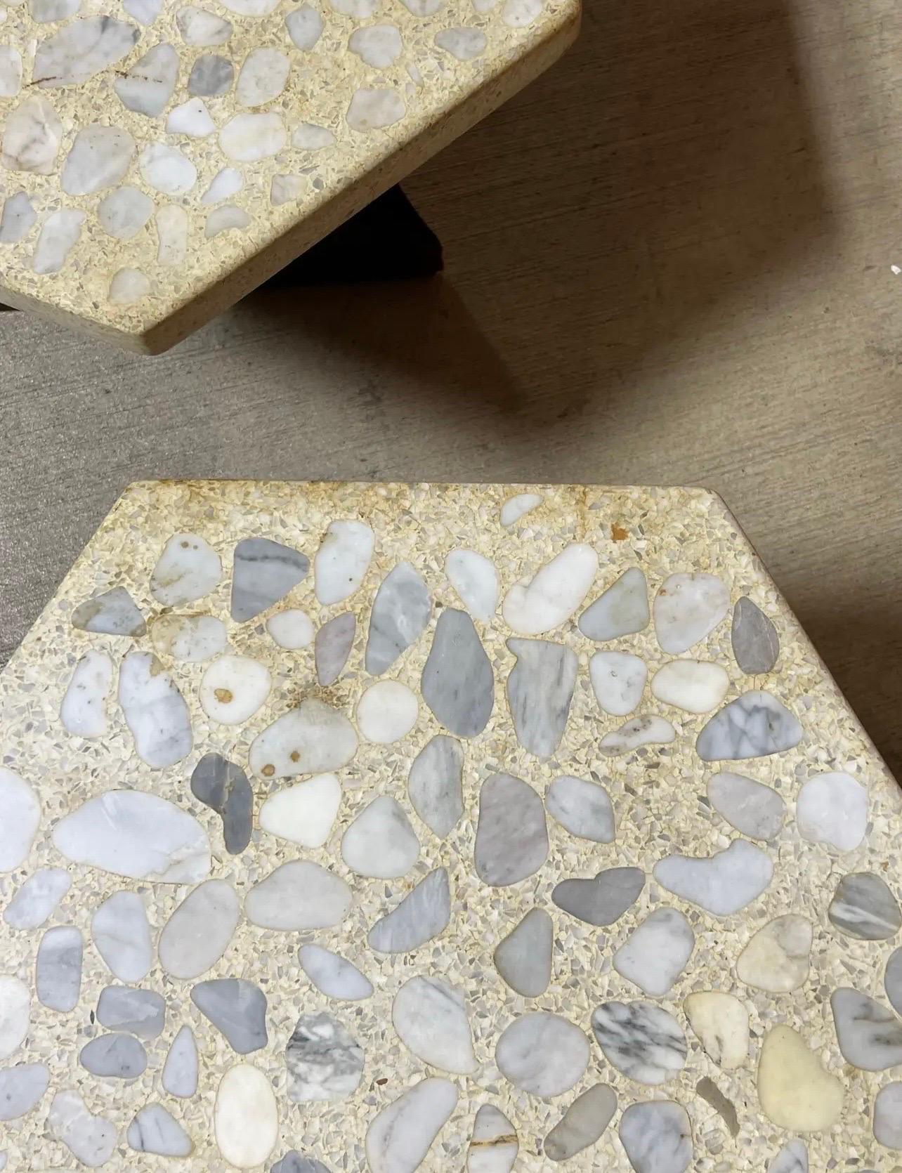 Harvey Probber Mid Century Terrazzo Top Hexagon Side Tables - a Pair 3