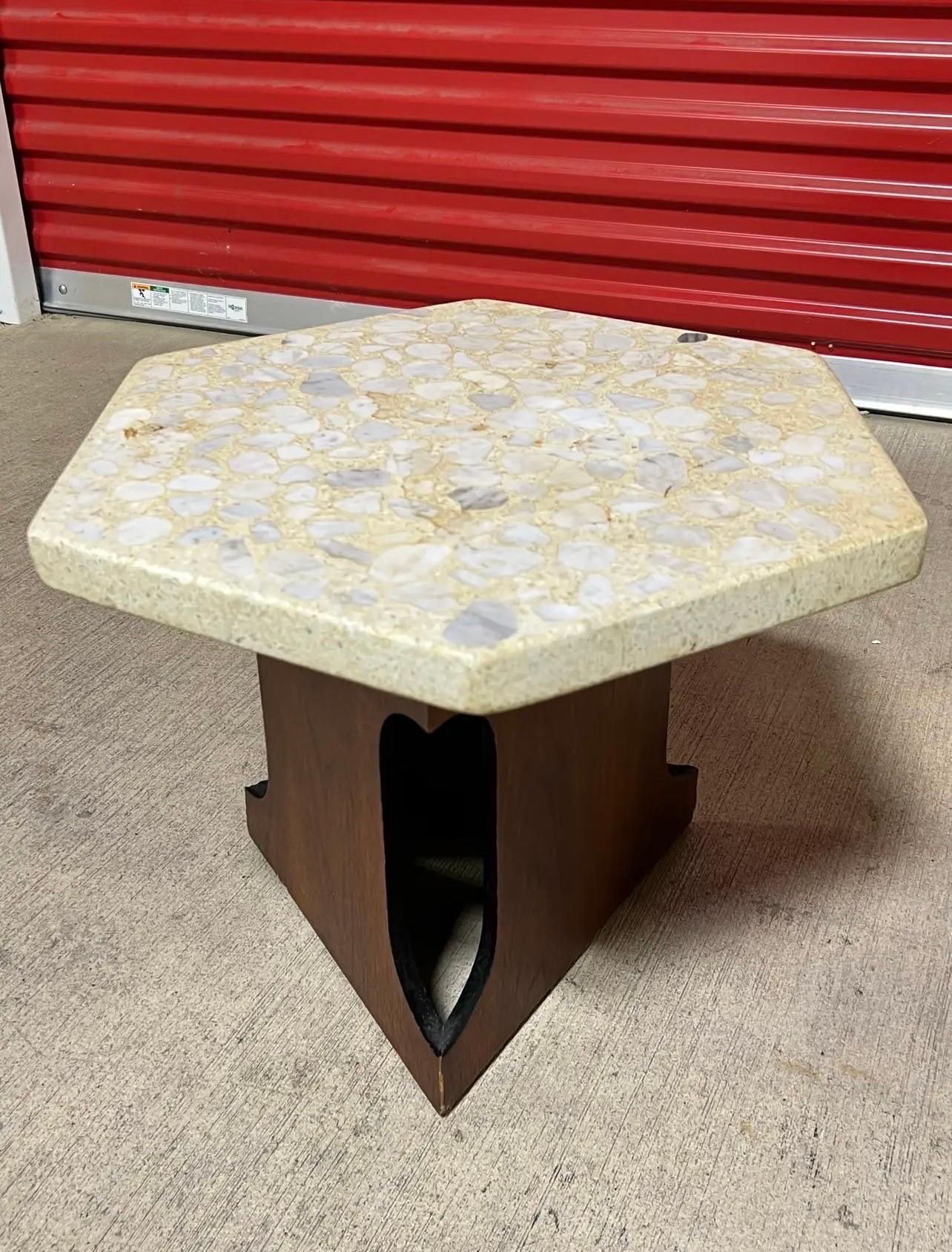 Mid-20th Century Harvey Probber Mid Century Terrazzo Top Hexagon Side Tables - a Pair