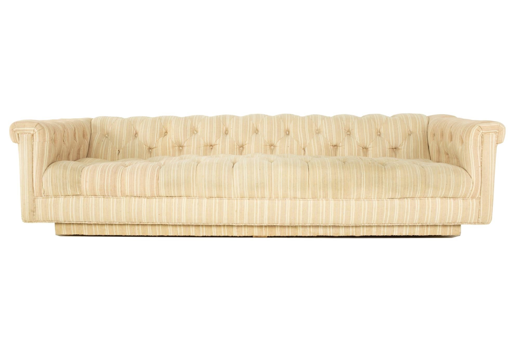 Edward Wormley for Dunbar mid century tufted chesterfield party sofa

This sofa measures 102 wide x 36 deep x 24.5 high, with a seat height of 16 inches and arm rest height of 24.5 inches

All pieces of furniture can be had in what we call restored