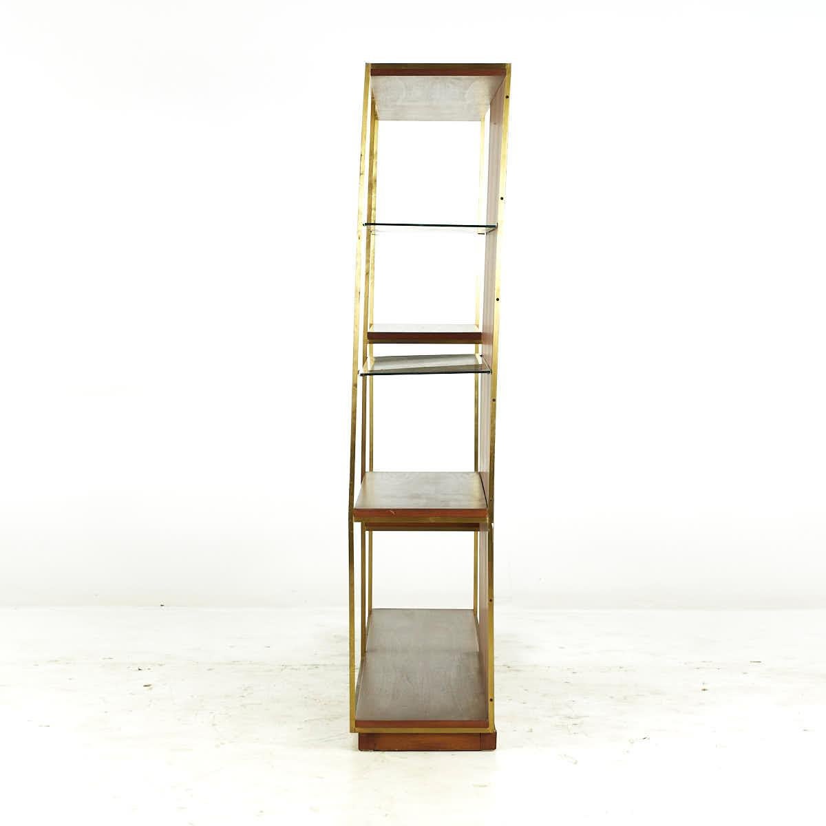 Late 20th Century Harvey Probber Midcentury Walnut and Brass Etagere Shelf For Sale