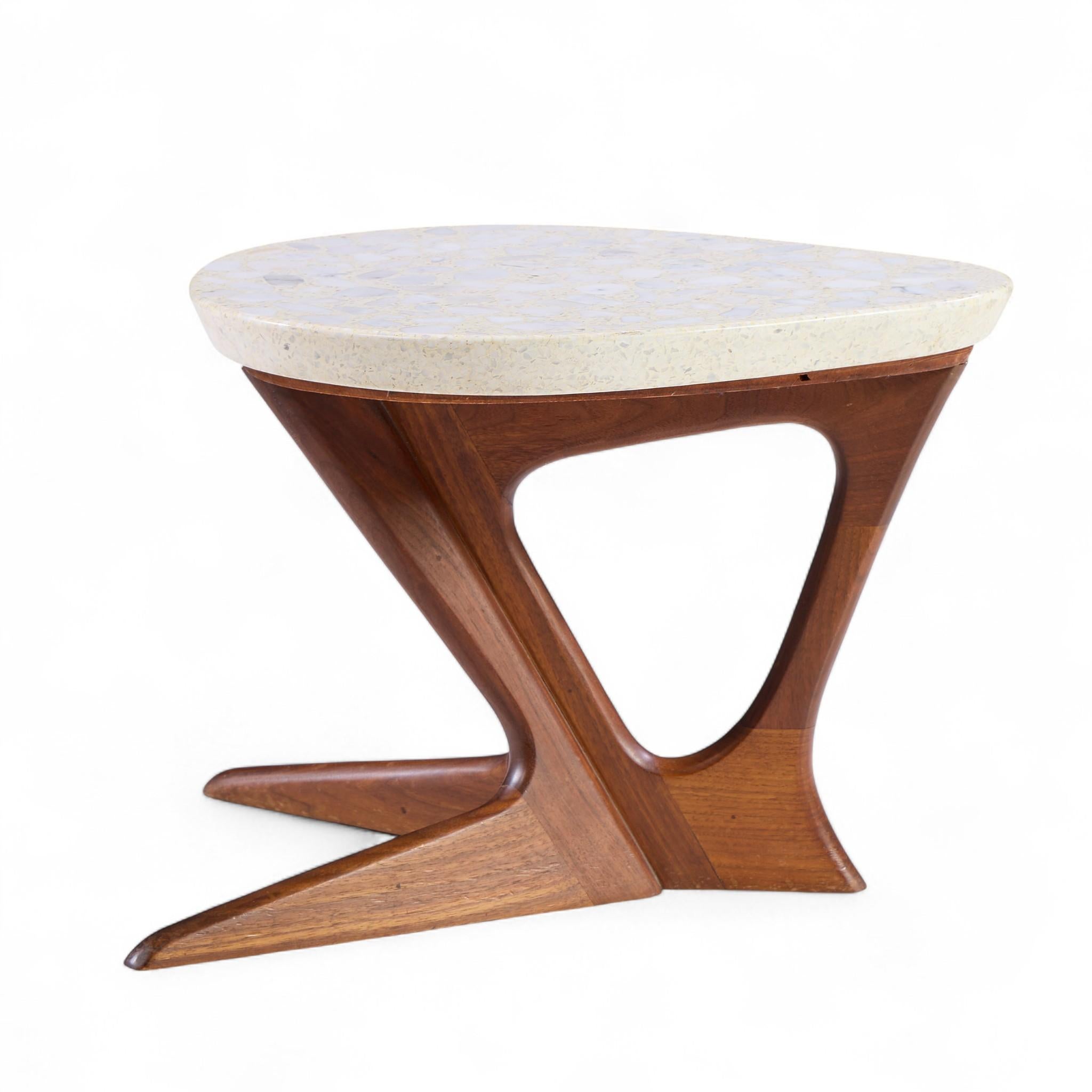American Harvey Probber Mid Century Walnut and Terrazzo Side End Table For Sale