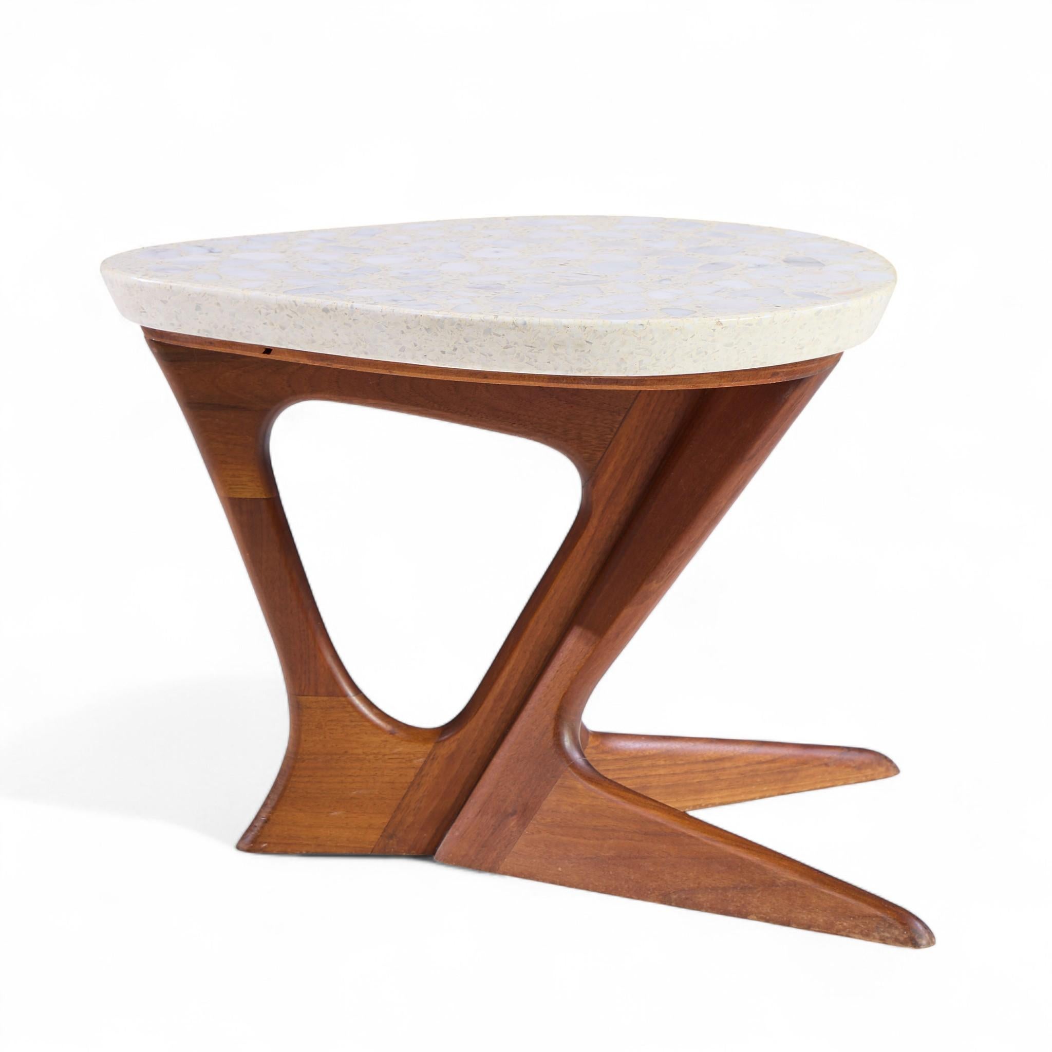 Harvey Probber Mid Century Walnut and Terrazzo Side End Table In Good Condition For Sale In Franklin Park, IL