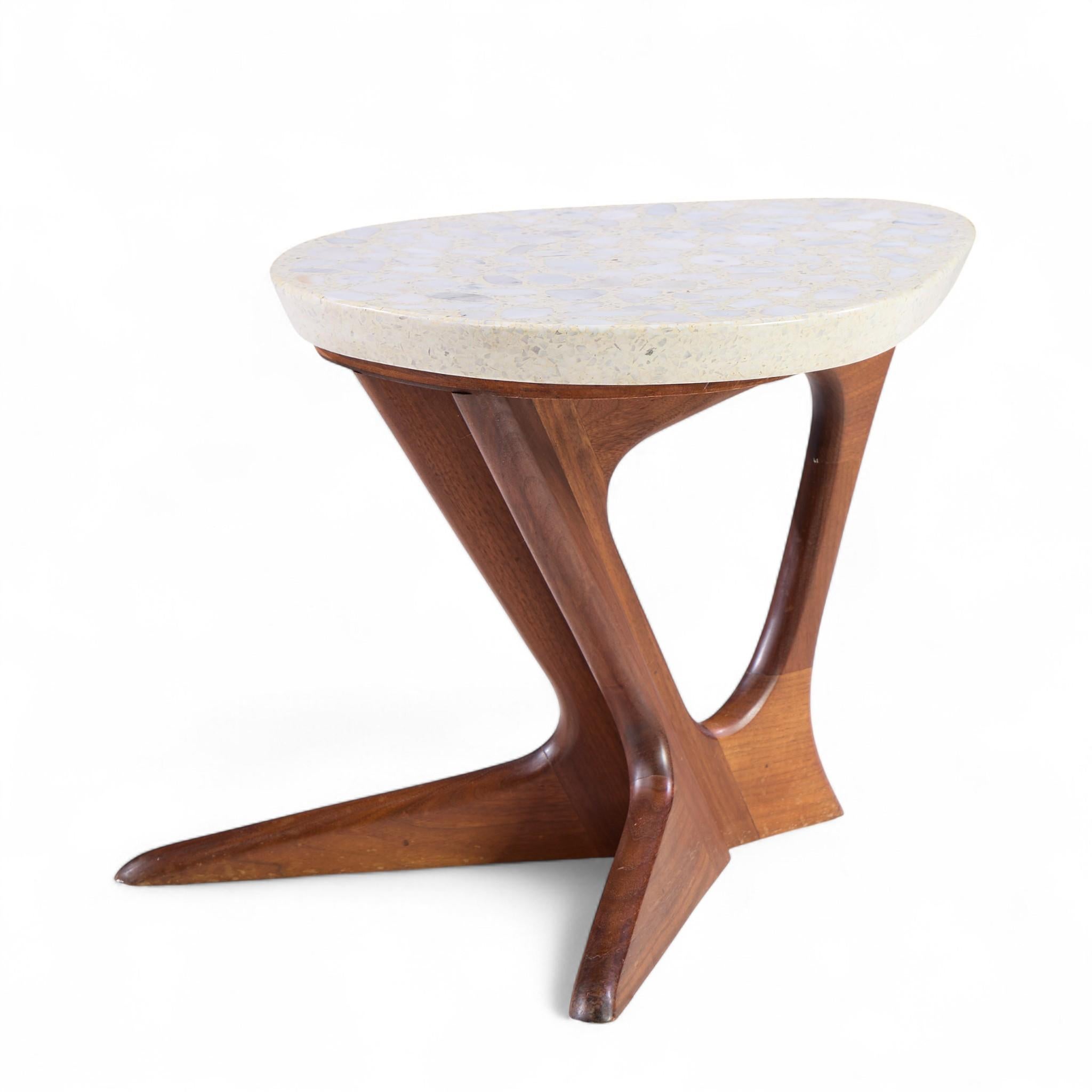 20th Century Harvey Probber Mid Century Walnut and Terrazzo Side End Table For Sale
