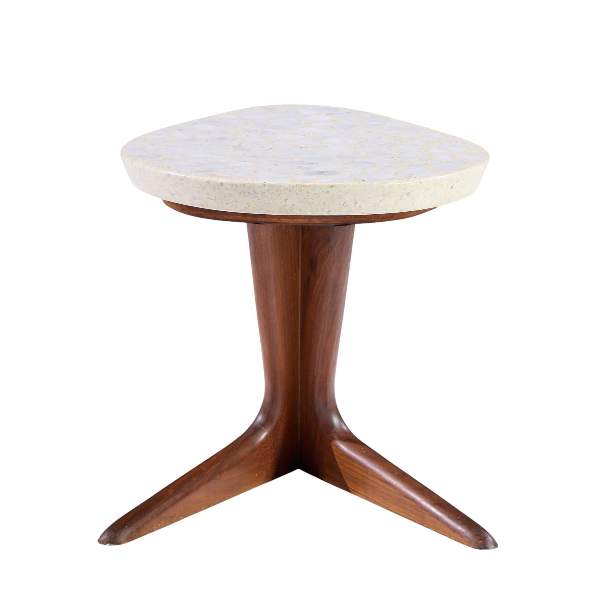 Harvey Probber Mid Century Walnut and Terrazzo Side End Table For Sale 1