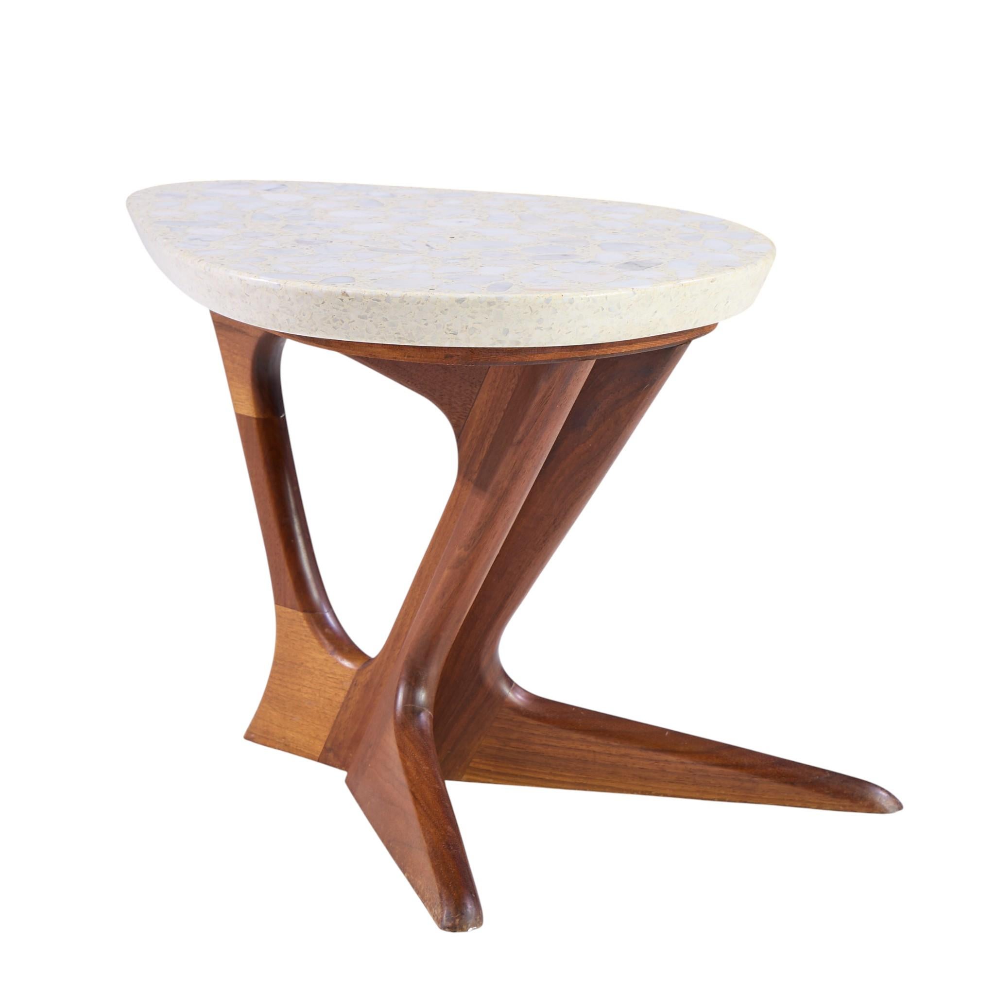 Harvey Probber Mid Century Walnut and Terrazzo Side End Table For Sale 2