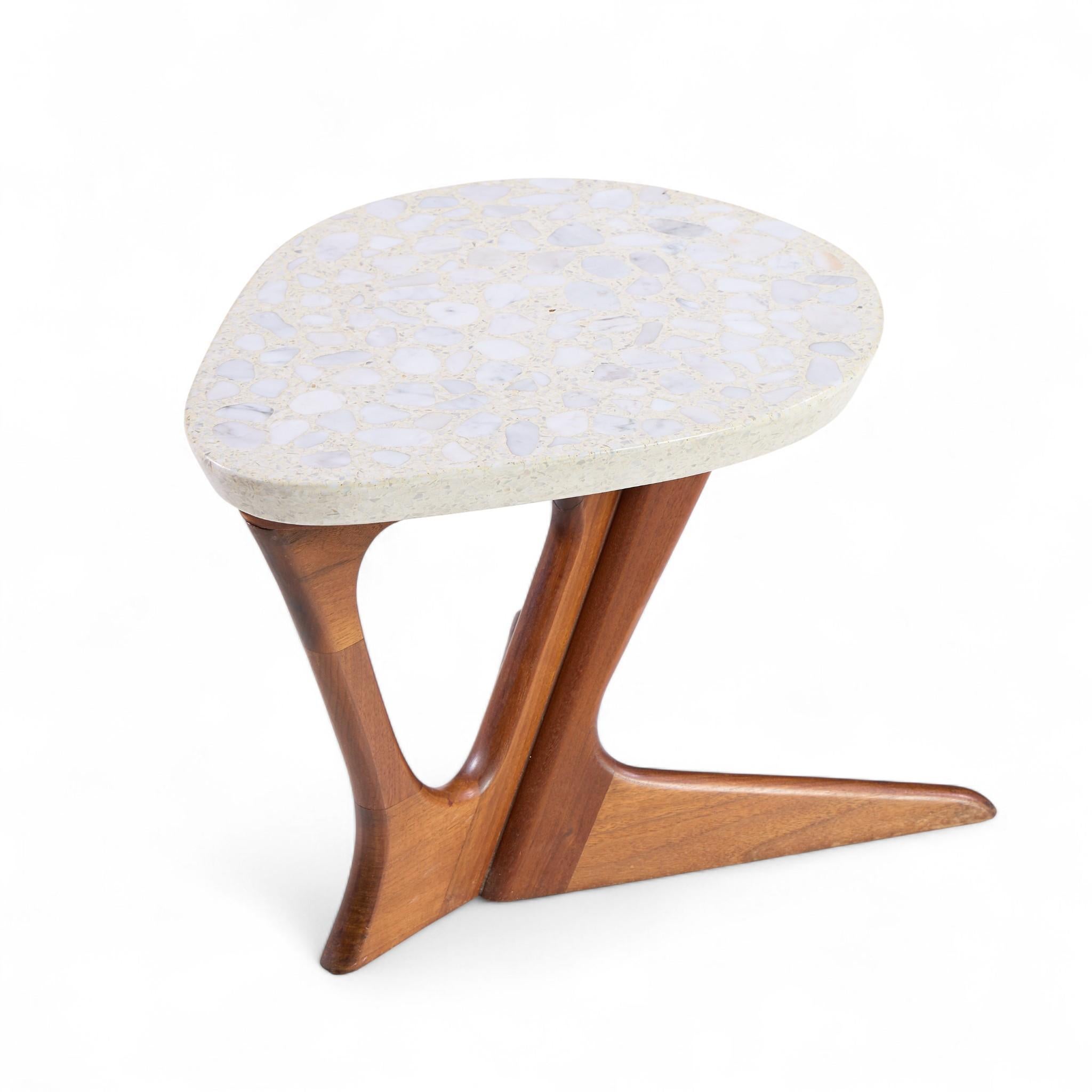 Harvey Probber Mid Century Walnut and Terrazzo Side End Table For Sale 3