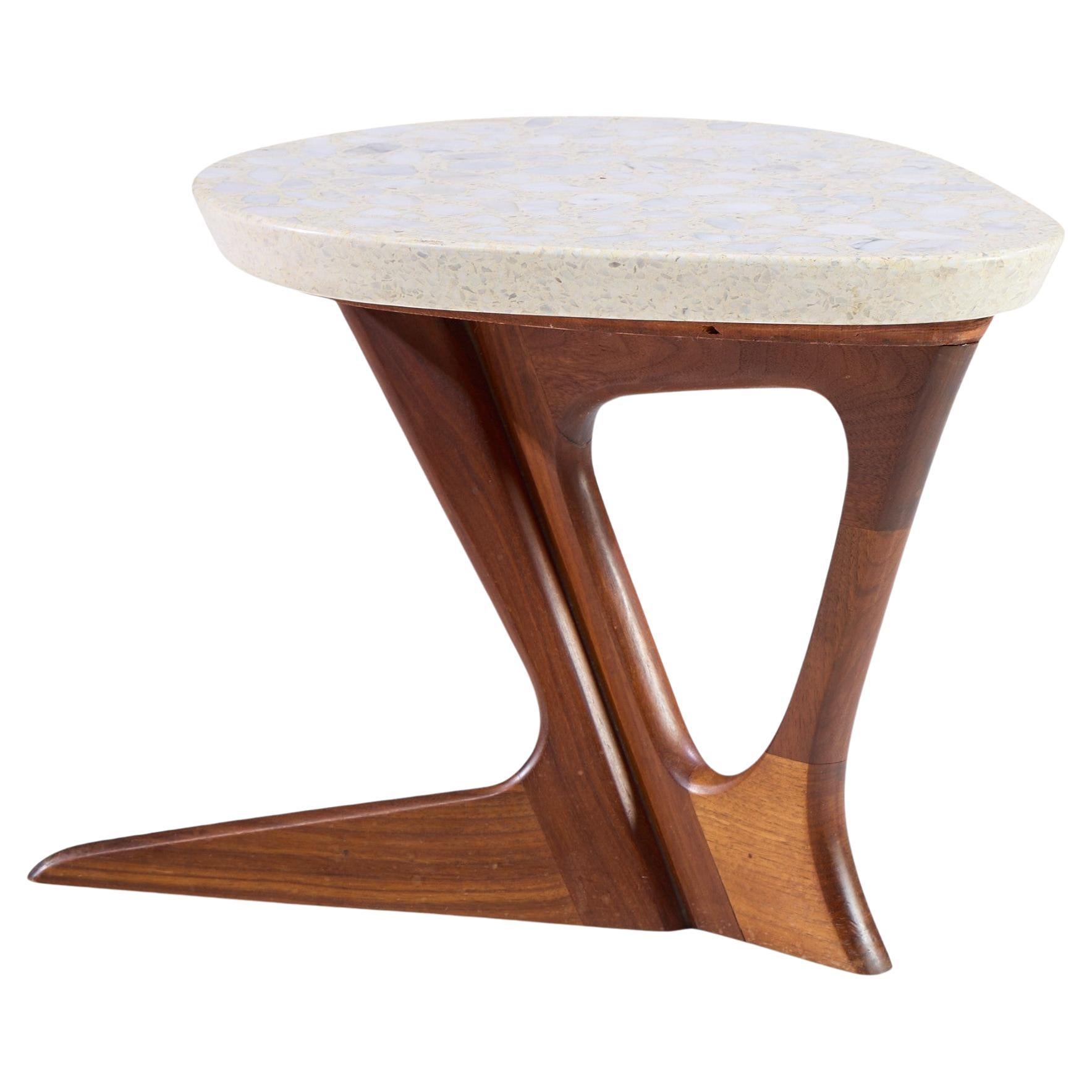 Harvey Probber Mid Century Walnut and Terrazzo Side End Table For Sale