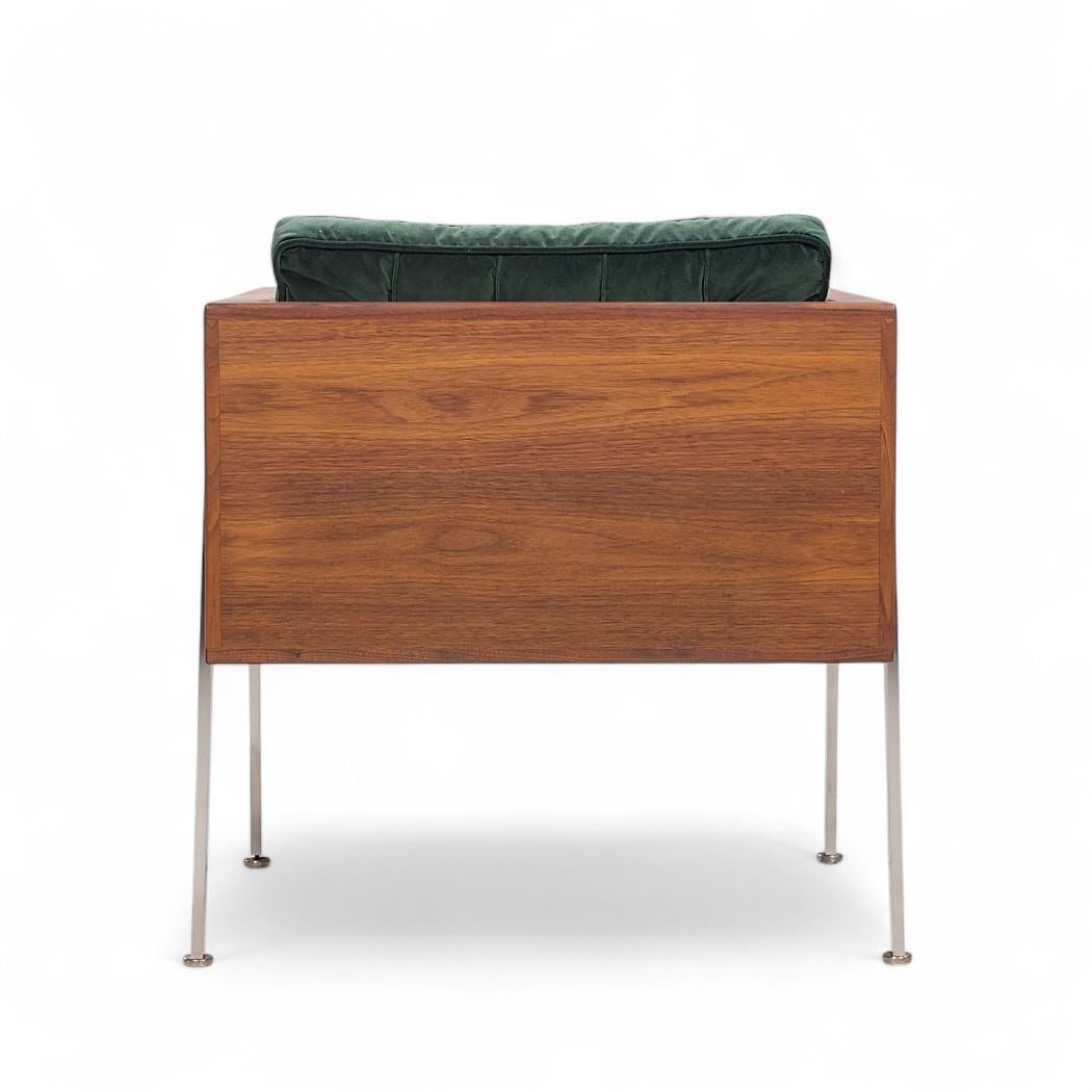 Harvey Probber Mid Century Walnut Case and Chrome Lounge Chairs - Pair For Sale 2