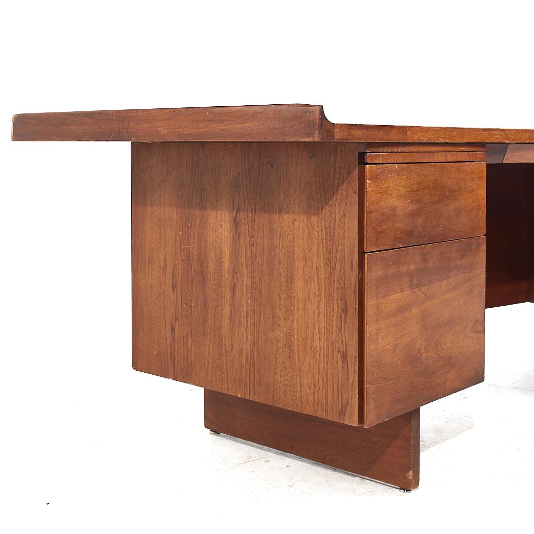 American Harvey Probber Mid Century Walnut Curved Executive Desk For Sale