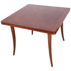 Harvey Probber Midcentury Mahogany Saber Leg Flip Top Extension Dining Table