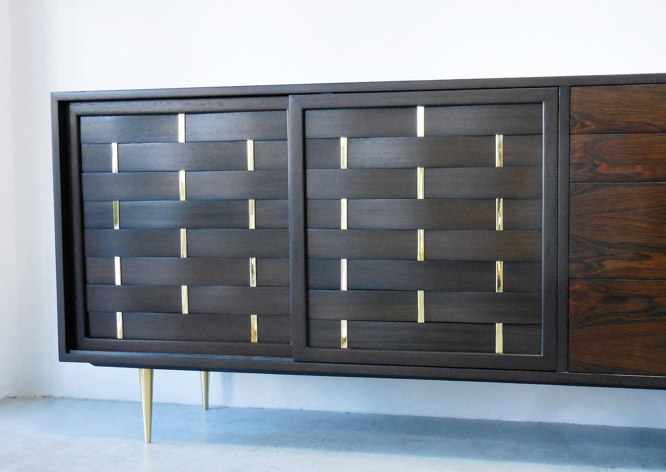 Harvey Probber Midcentury Sideboard Console Credenza with Brass Detail 1