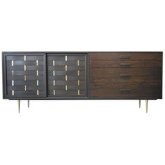 Harvey Probber Midcentury Sideboard Console Credenza with Brass Detail